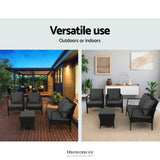 GARDEON OUTDOOR SOFA SET LOUNGE SETTING WICKER TABLE
