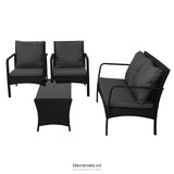 GARDEON OUTDOOR SOFA SET LOUNGE SETTING WICKER TABLE