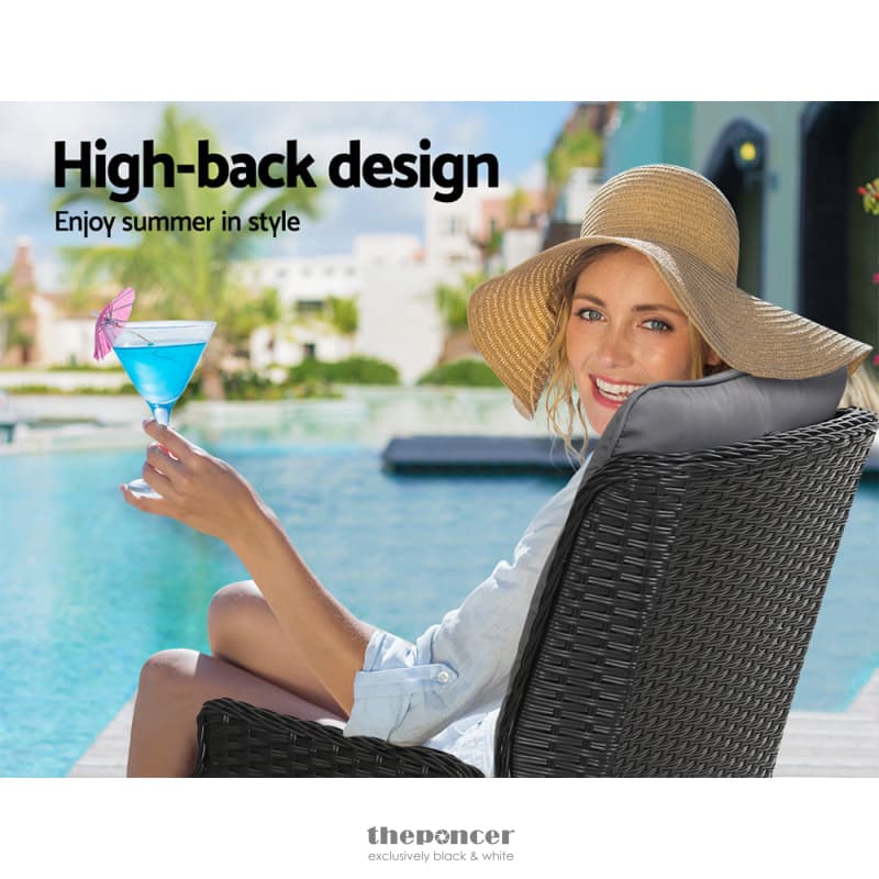 GARDEON RECLINER CHAIRS SUN LOUNGE WICKER LOUNGER OUTDOOR