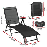 GARDEON SUN LOUNGE OUTDOOR LOUNGER ALUMINIUM FOLDING BEACH