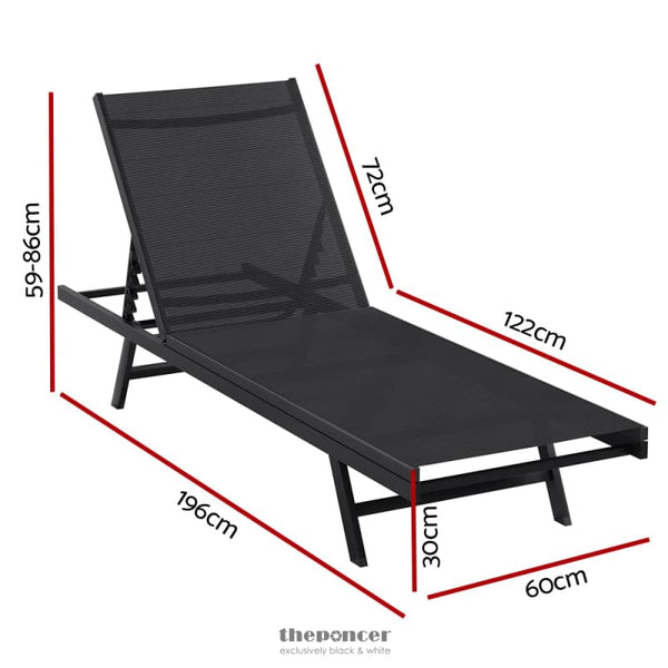 GARDEON SUN LOUNGE OUTDOOR LOUNGER STEEL BEACH CHAIR PATIO