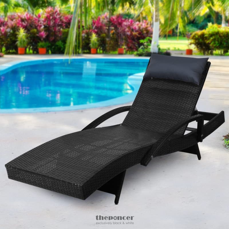 GARDEON SUN LOUNGE WICKER LOUNGER OUTDOOR FURNITURE BEACH