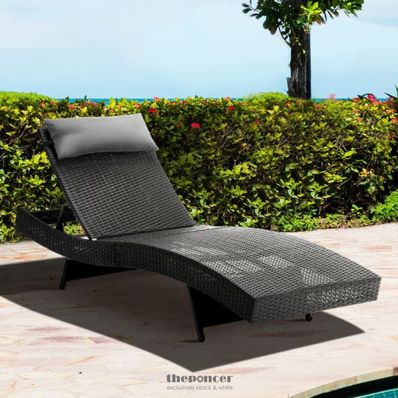 GARDEON SUN LOUNGE WICKER LOUNGER OUTDOOR FURNITURE BEACH