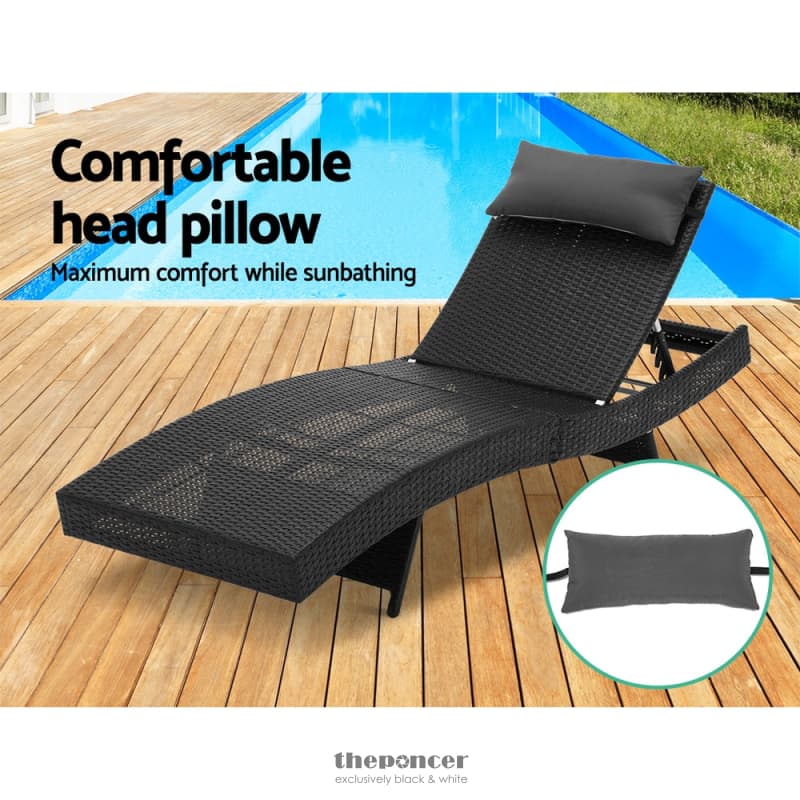 GARDEON SUN LOUNGE WICKER LOUNGER OUTDOOR FURNITURE BEACH