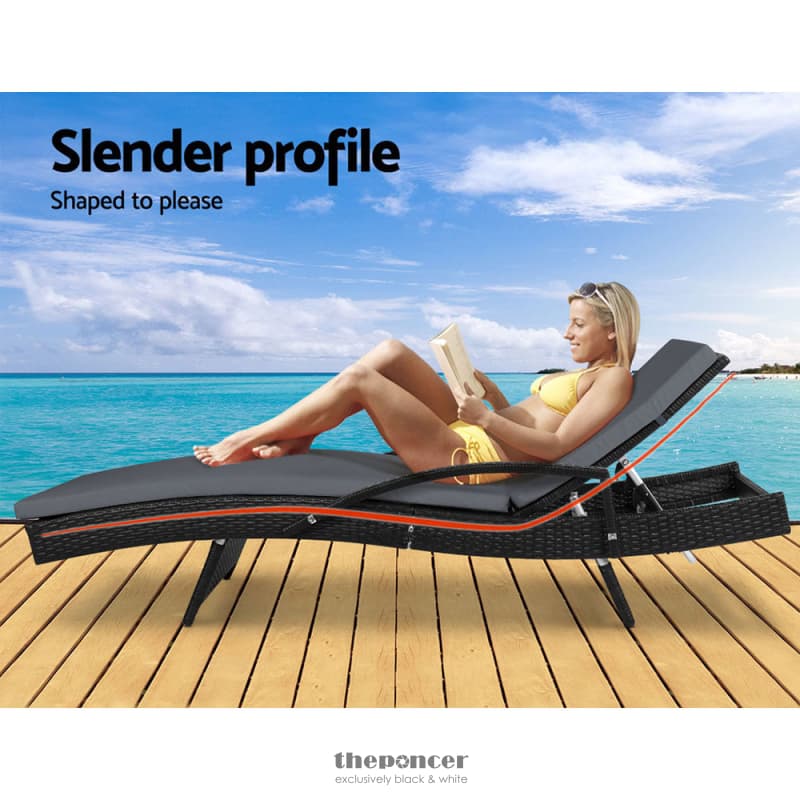 GARDEON SUN LOUNGE WICKER LOUNGER OUTDOOR FURNITURE BEACH