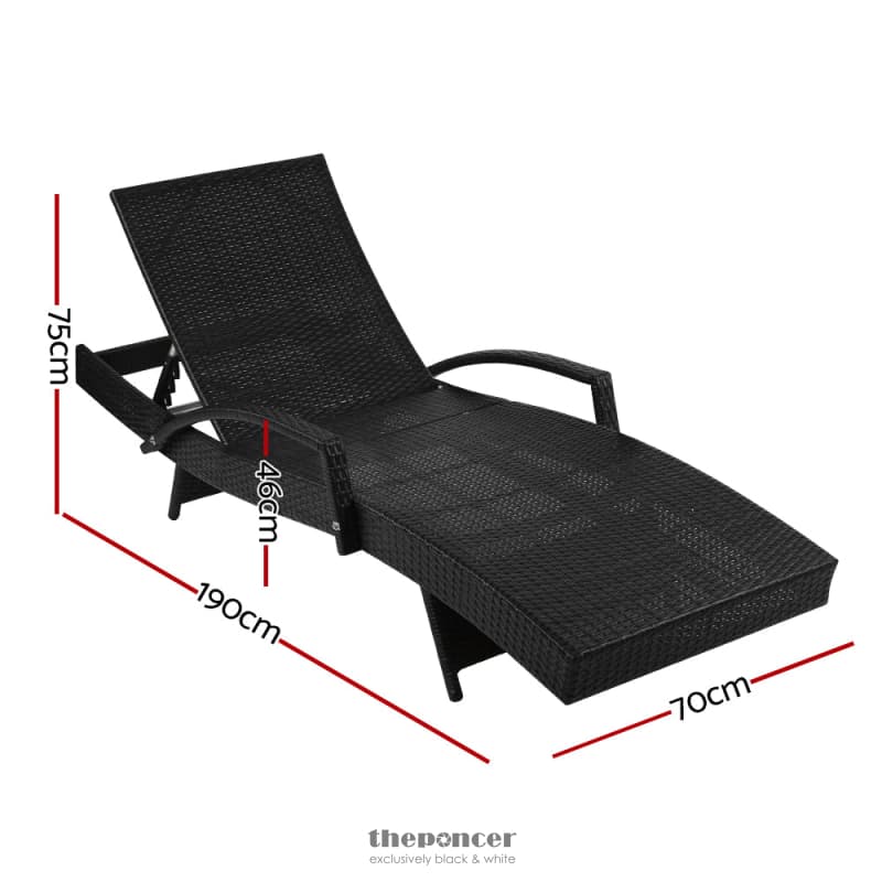 GARDEON SUN LOUNGE WICKER LOUNGER OUTDOOR FURNITURE BEACH