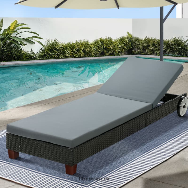 GARDEON SUN LOUNGE WICKER LOUNGER OUTDOOR FURNITURE DAY BED