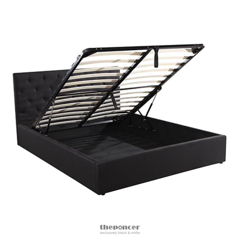 GAS LIFT QUEEN SIZE STORAGE BED FRAME UPHOLSTERY FABRIC