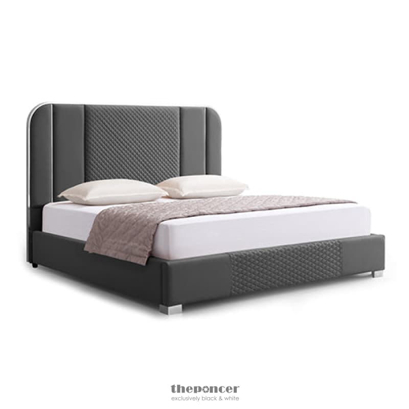 HALCYON BED FRAME AIR LEATHER PADDED UPHOLSTERY HIGH