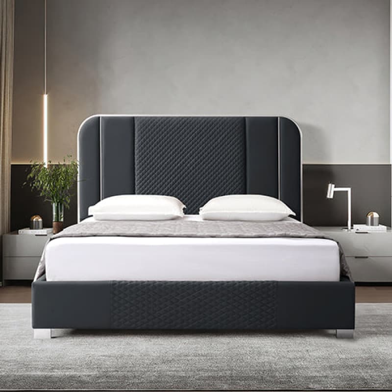 HALCYON BED FRAME AIR LEATHER PADDED UPHOLSTERY HIGH