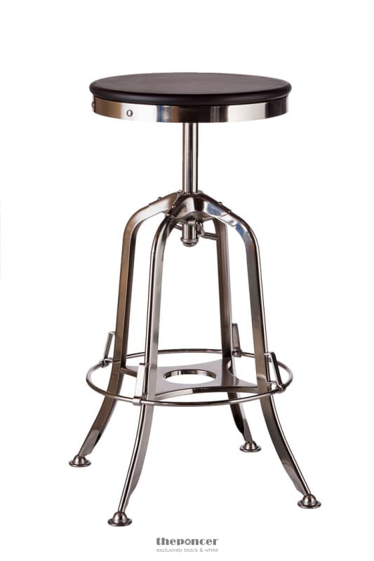 INDUSTRIAL WOODEN HEIGHT ADJUSTABLE SWIVEL BAR STOOL