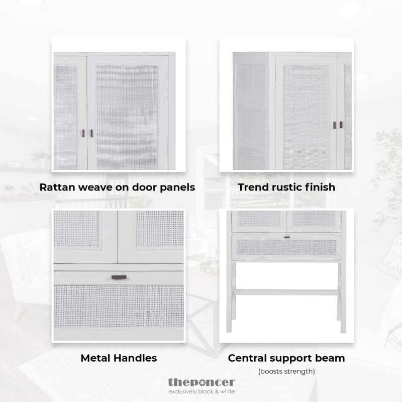JASMINE TALL STORAGE CABINET 90CM 2 DOOR 1 DRAWER MINDI