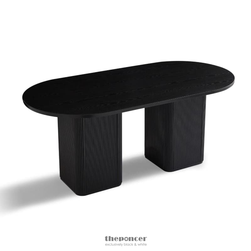 KATE 6 SEATER BLACK COLUMN DINING TABLE