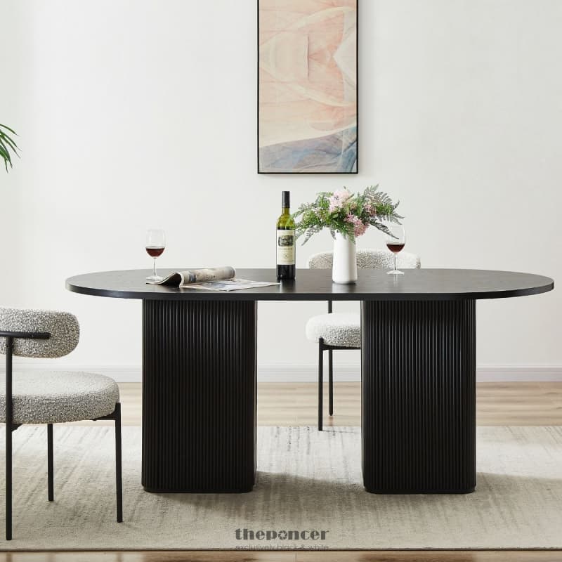 KATE 6 SEATER BLACK COLUMN DINING TABLE