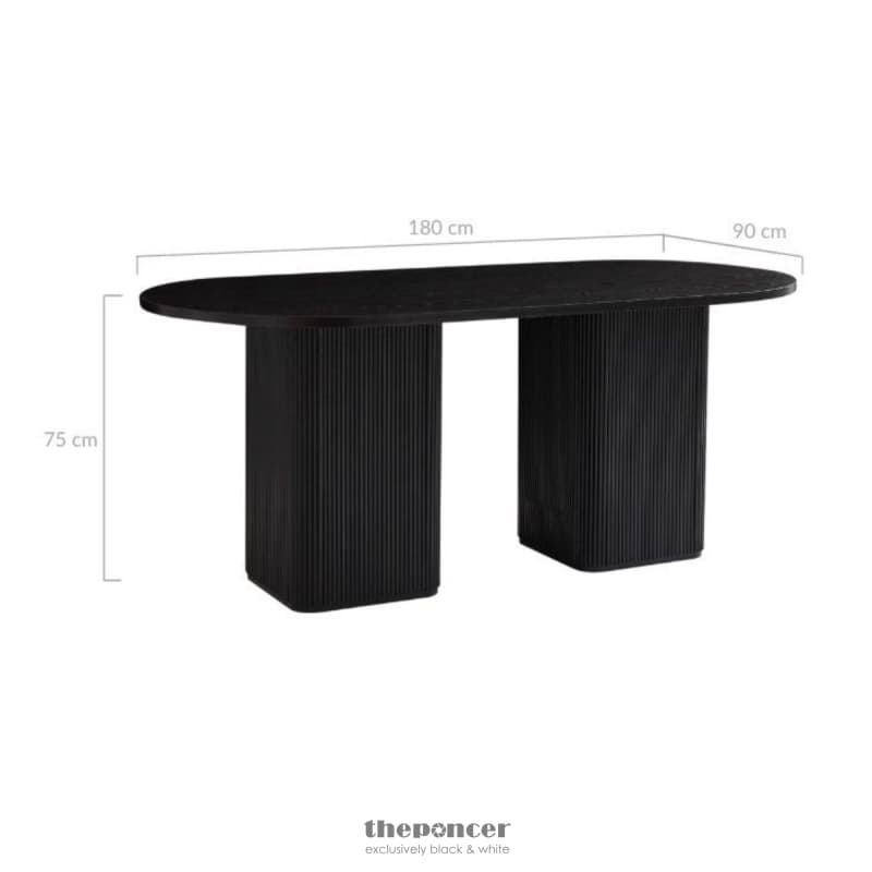 KATE 6 SEATER BLACK COLUMN DINING TABLE