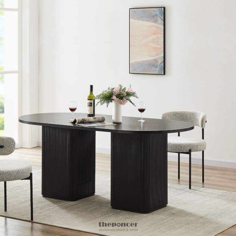 KATE 6 SEATER BLACK COLUMN DINING TABLE