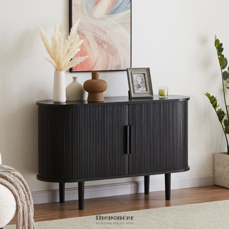 KATE BLACK COLUMN WOODEN SIDEBOARD TABLE