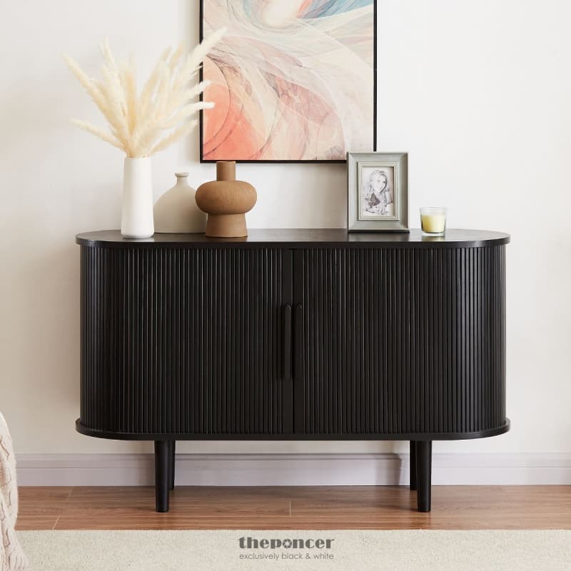 KATE BLACK COLUMN WOODEN SIDEBOARD TABLE