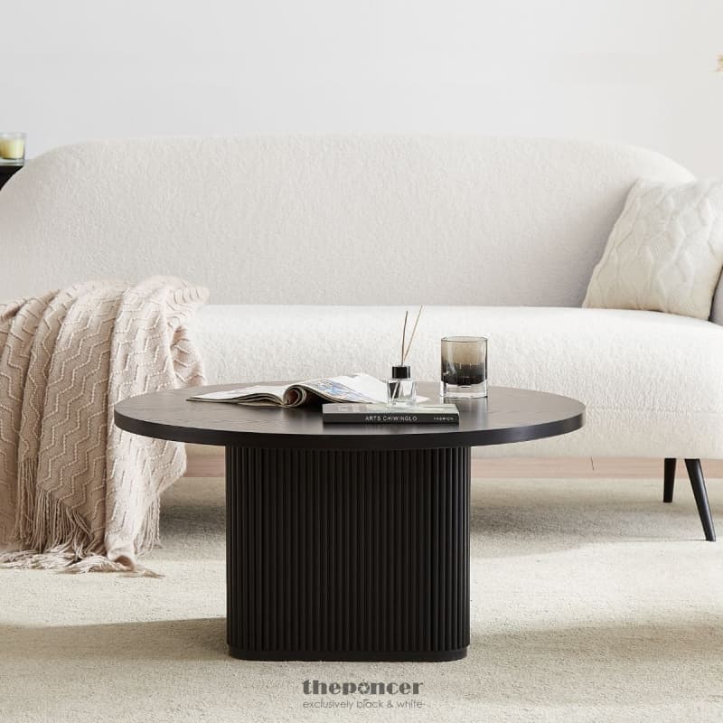 KATE BLACK ROUND COLUMN COFFEE TABLE