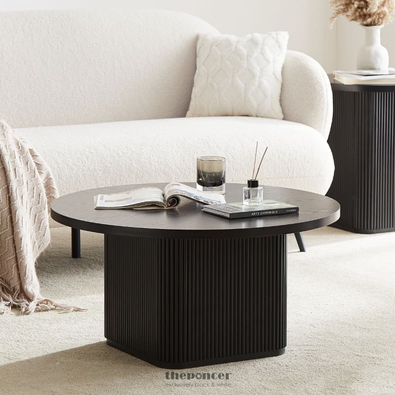 KATE BLACK ROUND COLUMN COFFEE TABLE
