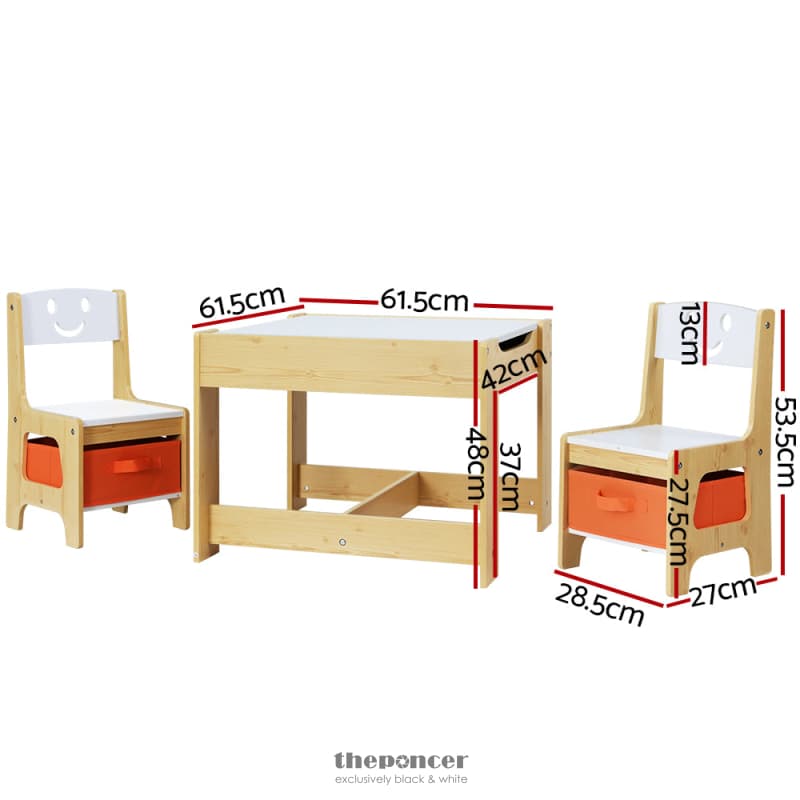 KEEZI 3PCS KIDS TABLE AND CHAIRS SET ACTIVITY DESK