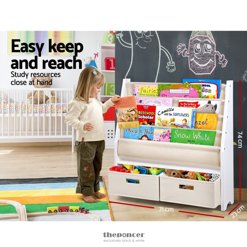 KEEZI 4 TIERS KIDS BOOKSHELF MAGAZINE RACK CHILDREN