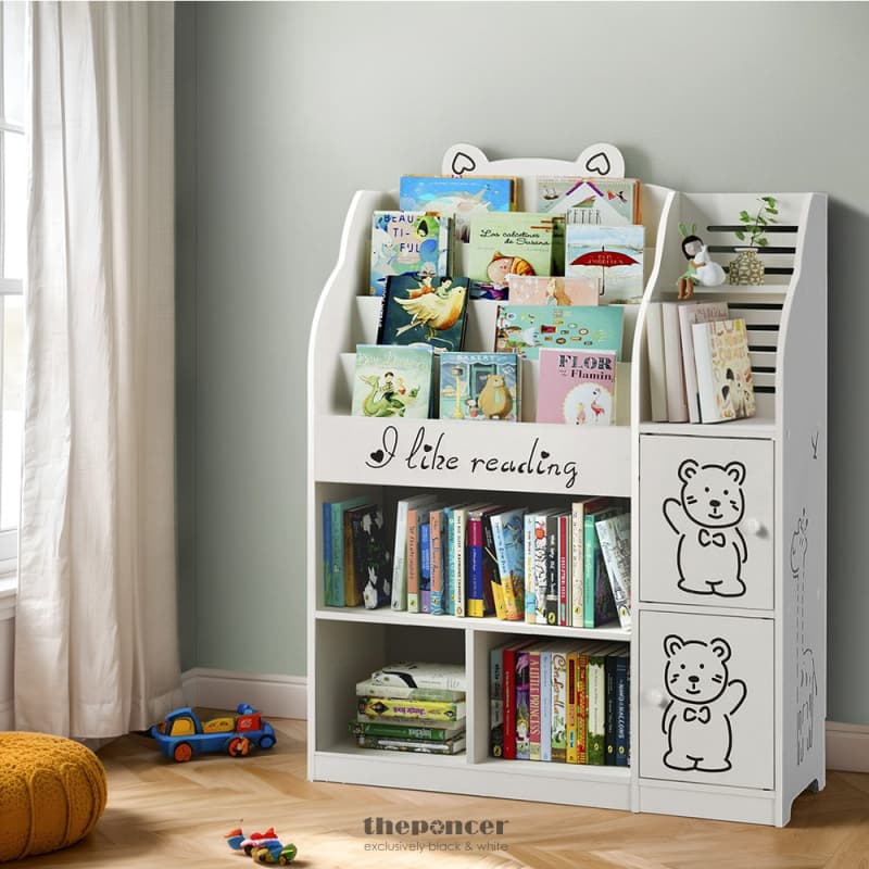 KEEZI 4 TIERS KIDS BOOKSHELF STORAGE CHILDREN BOOKCASE TOY