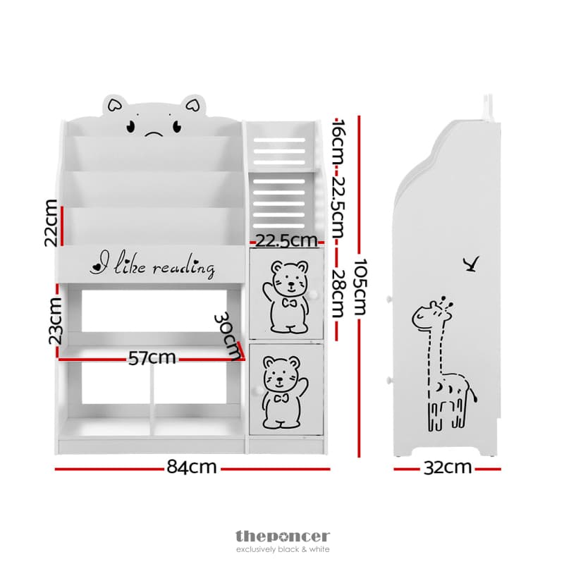 KEEZI 4 TIERS KIDS BOOKSHELF STORAGE CHILDREN BOOKCASE TOY