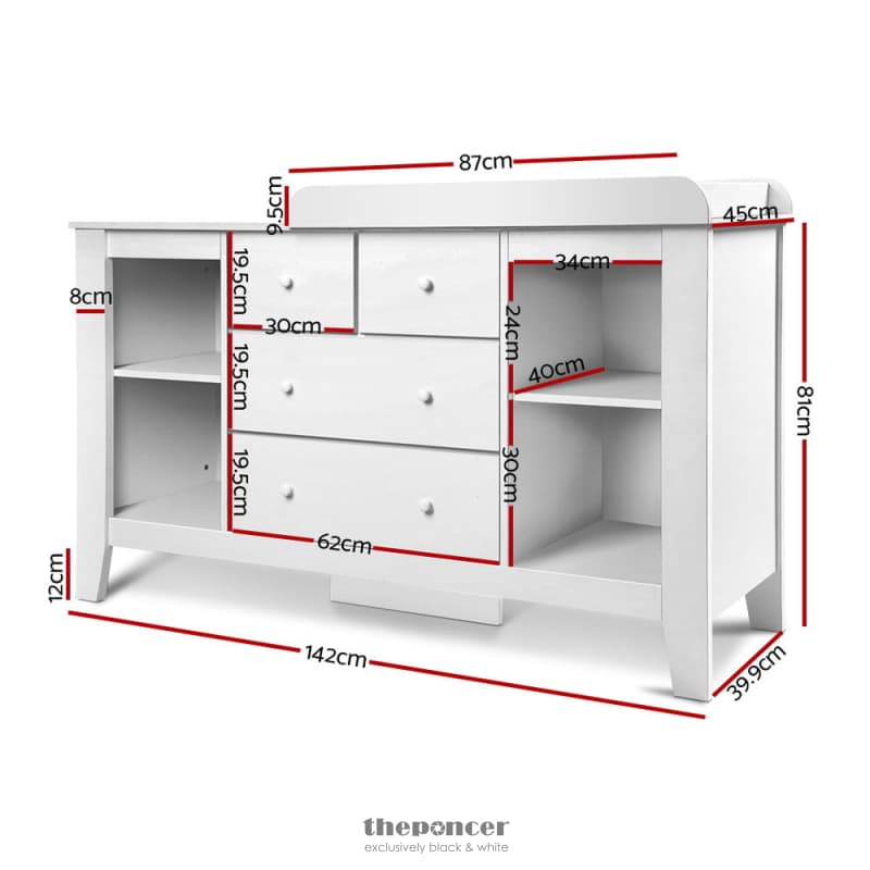 KEEZI BABY CHANGING TABLE DIAPER STATION DRAWERS CHEST