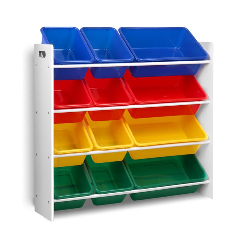 KEEZI KIDS TOY BOX 12 BINS BOOKSHELF ORGANISER CHILDREN