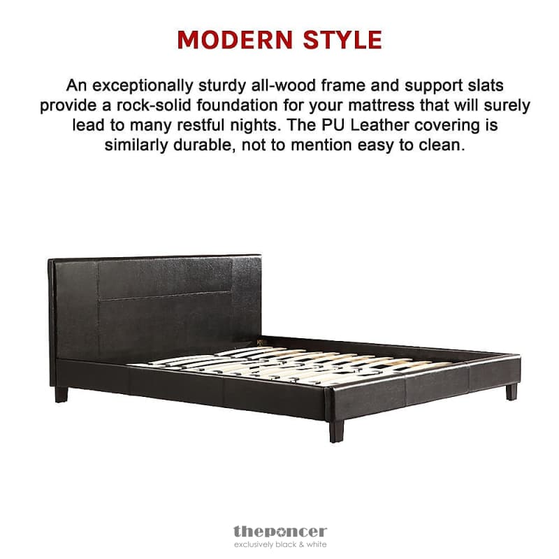 KING PU LEATHER BED FRAME BLACK