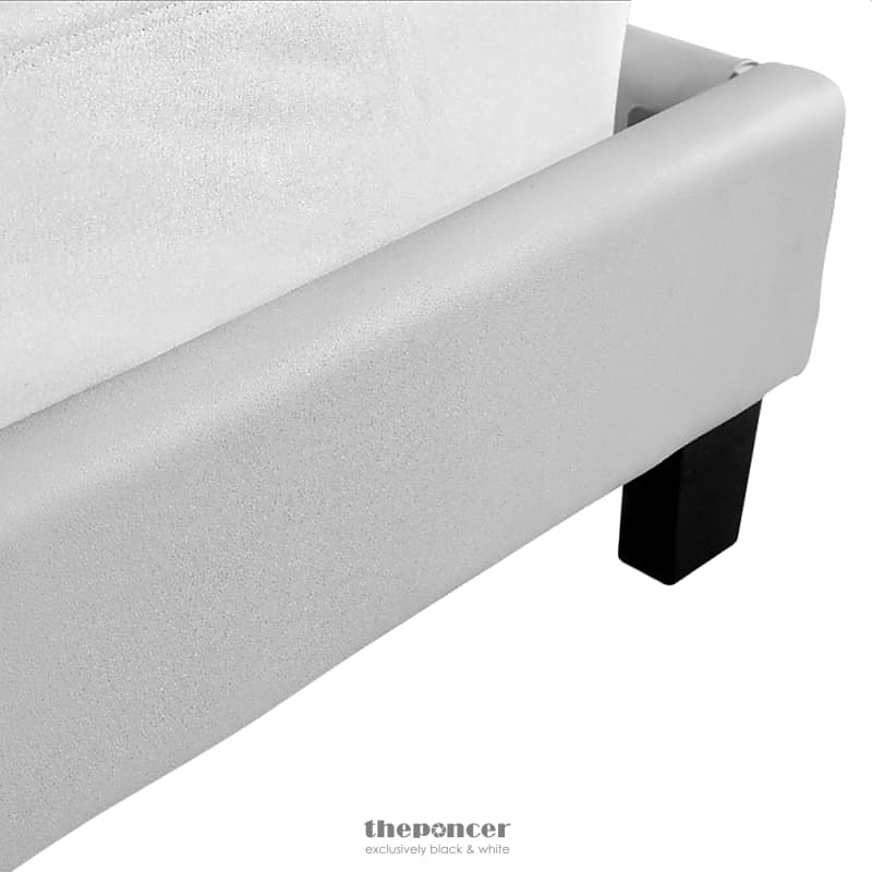 KING PU LEATHER BED FRAME WHITE