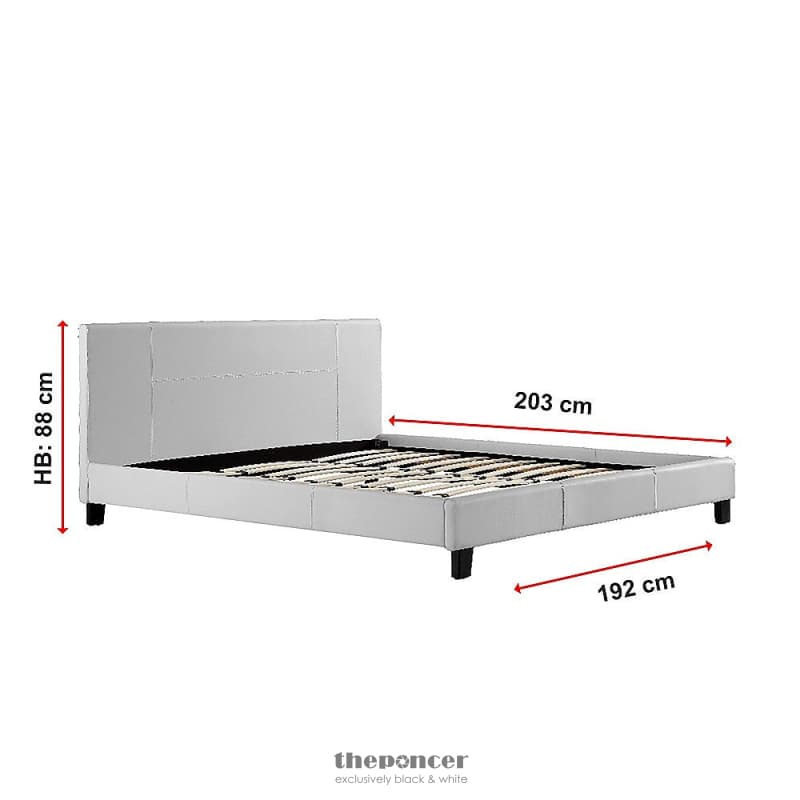 KING PU LEATHER BED FRAME WHITE