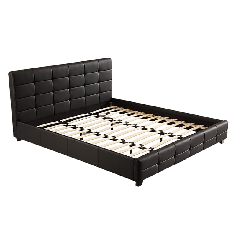 KING PU LEATHER DELUXE BED FRAME BLACK