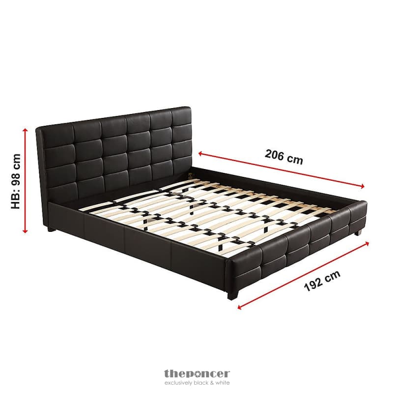 KING PU LEATHER DELUXE BED FRAME BLACK