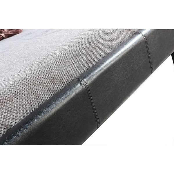 KING SINGLE PU LEATHER BED FRAME BLACK