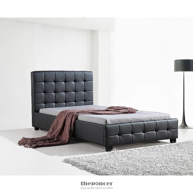 KING SINGLE PU LEATHER DELUXE BED FRAME BLACK