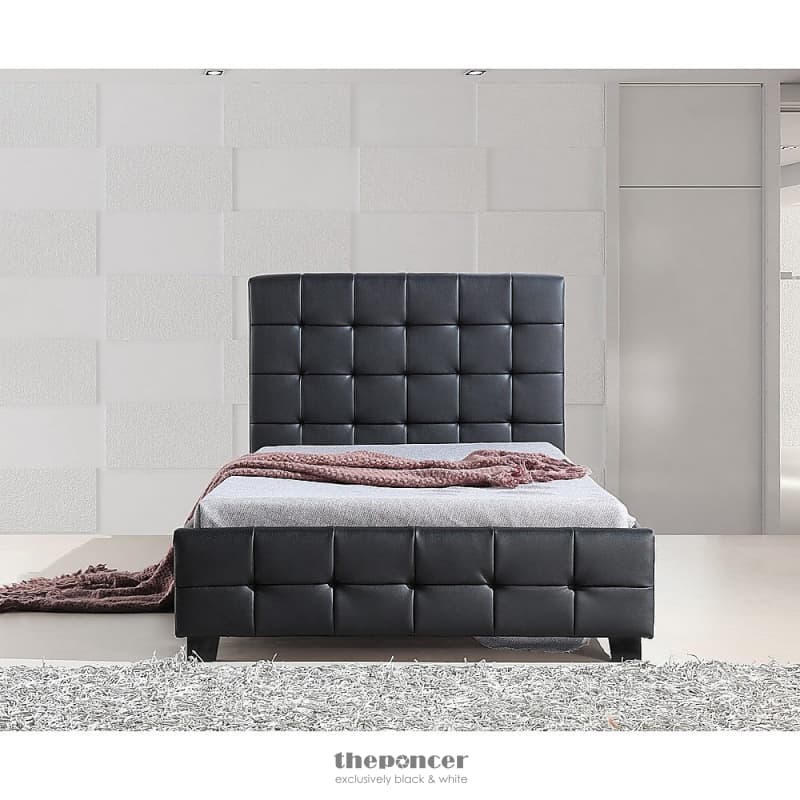 KING SINGLE PU LEATHER DELUXE BED FRAME BLACK