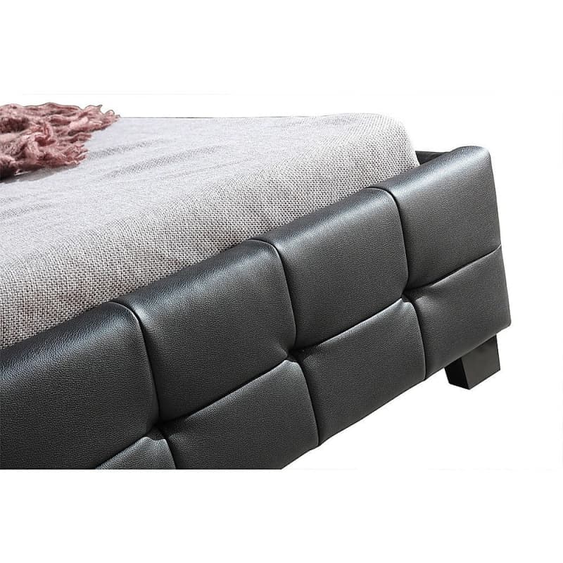 KING SINGLE PU LEATHER DELUXE BED FRAME BLACK