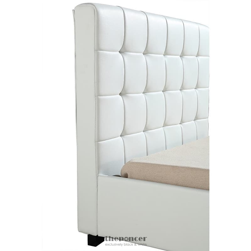 KING SINGLE PU LEATHER DELUXE BED FRAME WHITE