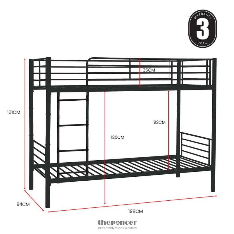 KINGSTON SLUMBER 2IN1 SINGLE METAL BUNK BED FRAME