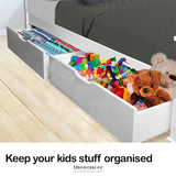 KINGSTON SLUMBER 2X UNDER BED STORAGE DRAWERS WHITE PINE