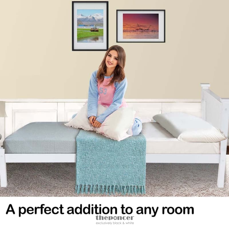 KINGSTON SLUMBER SINGLE WOODEN BED FRAME BASE WHITE PINE