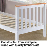 KINGSTON SLUMBER SINGLE WOODEN BED FRAME BASE WHITE TIMBER