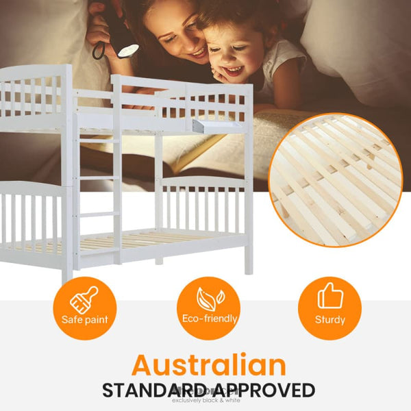 KINGSTON SLUMBER WOODEN KIDS BUNK BED FRAME WITH MODULAR