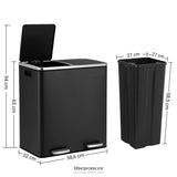 KITCHEN DUAL RECYCLING BIN 30L BLACK