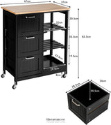 KITCHEN ISLAND CART WITH STORAGE DRAWERS SHELVES