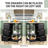 KITCHEN ISLAND CART WITH STORAGE DRAWERS SHELVES