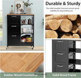 KITCHEN ISLAND CART WITH STORAGE DRAWERS SHELVES