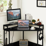 L - SHAPED DESK WITH BUILT - IN CHARGING STATION BLACK
